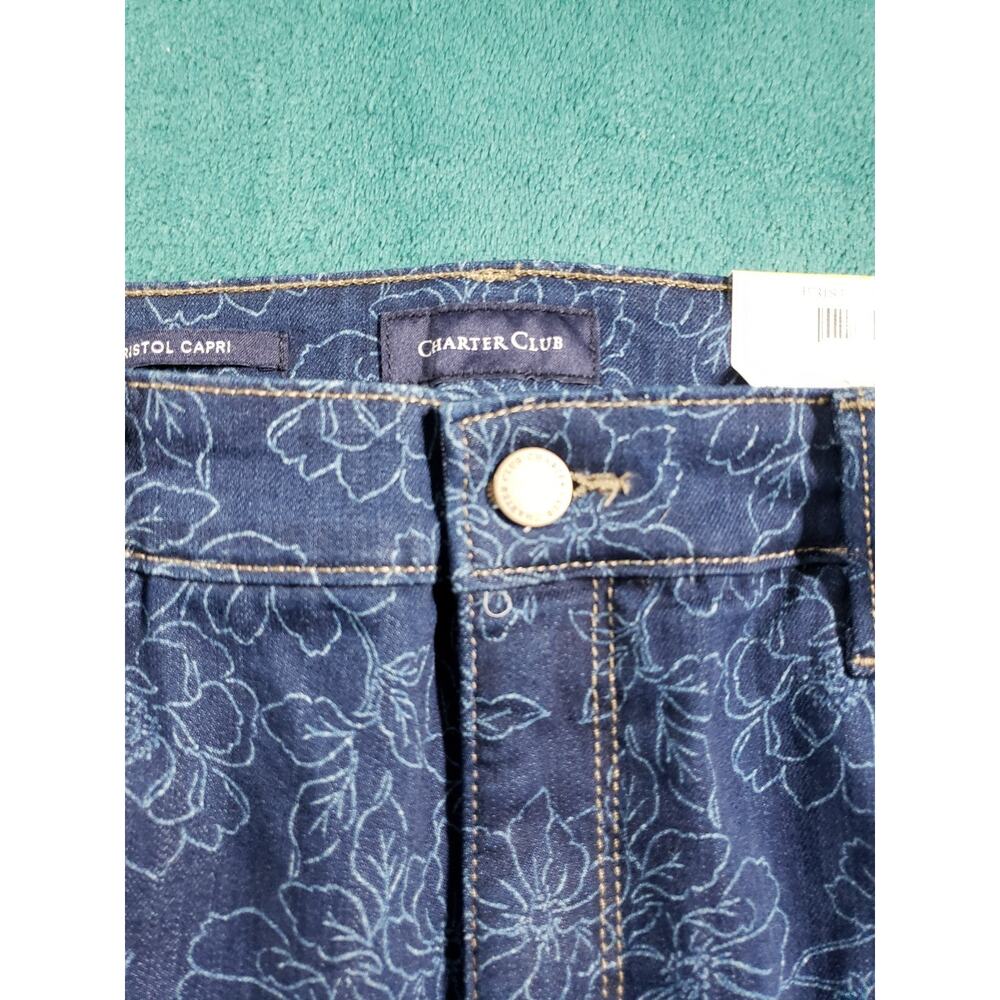 Charter Club Jeans Size 14 Womens Blue Mid Rise Pants Ladies Bristol Capri NWT - Picture 9 of 16